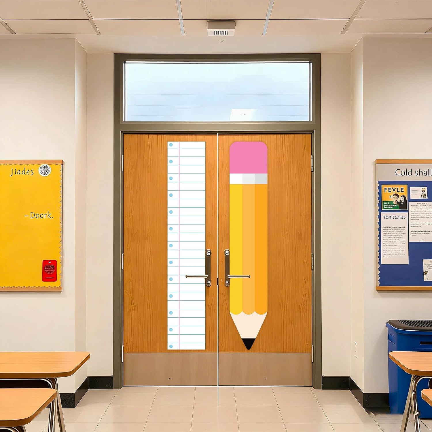 FYSUIMU 2 Pcs Back to School Classroom Door Window Cover Blackout Roller Shades Pencil Notebook Darkening Glass Window Curtain for First Day of School Office Room Decor
