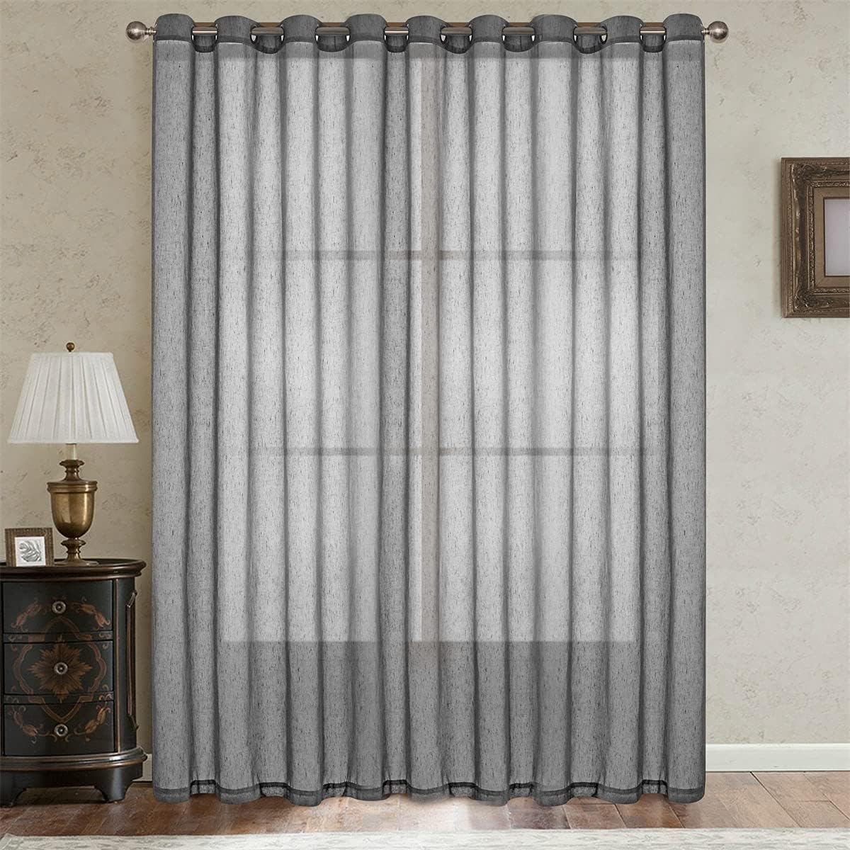 LOYOLADY Grey Linen Curtains 102 inches Long 1 Panels Set