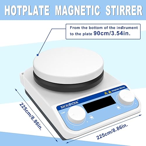 Miniatura 2 de Agitador magnético placa caliente 536 , 50-1500 RPM agitador magnético con barra agitadora, placa caliente de laboratorio con sensor de sonda de
