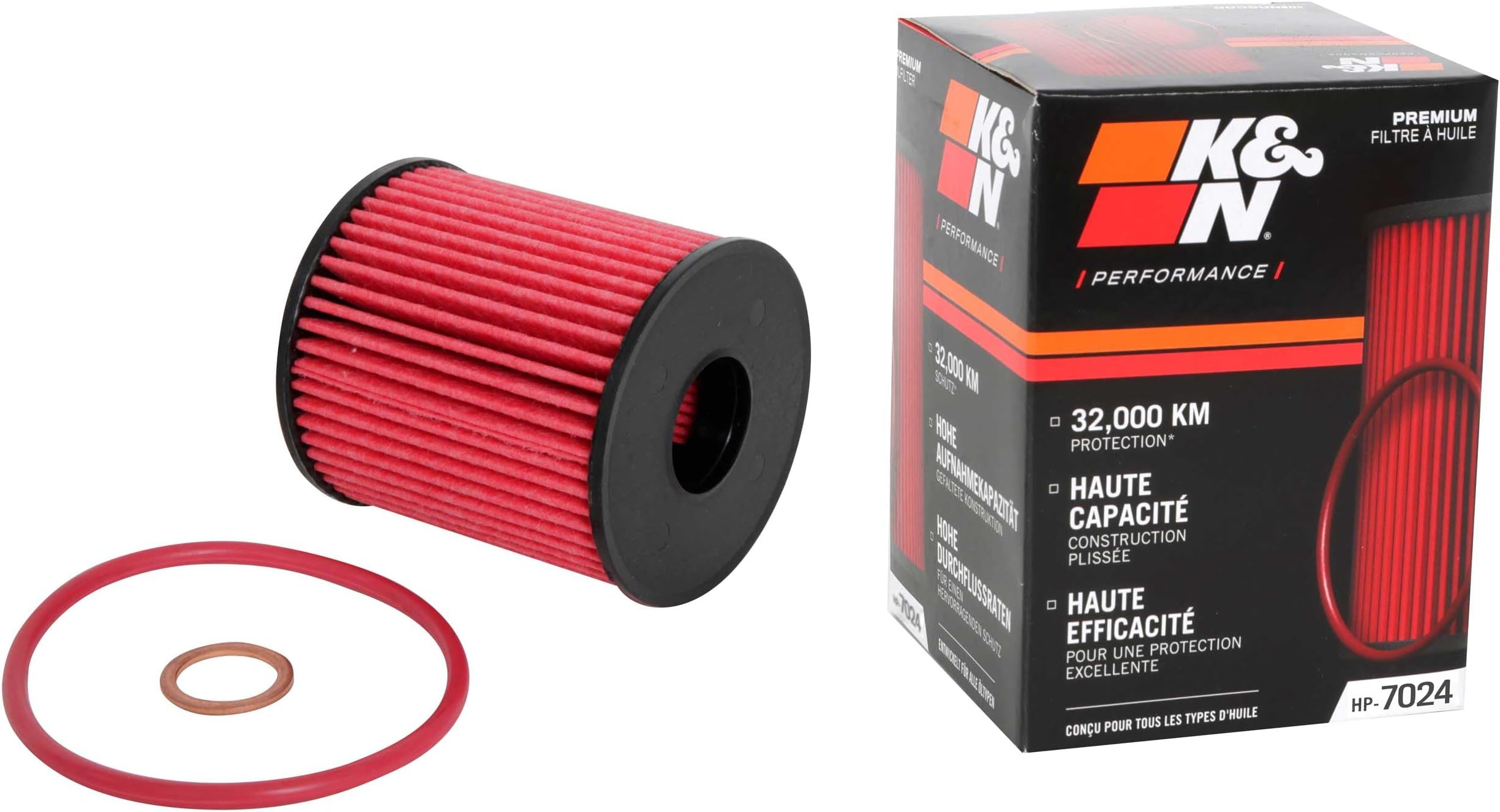 K&N Premium Oil Filter: 20,000 Mile Engine Protection, High Capacity/High Efficiency: Compatible with MINI/FORD/PEUGEOT/LAND ROVER (See Product Description for Select Models), HP-7024