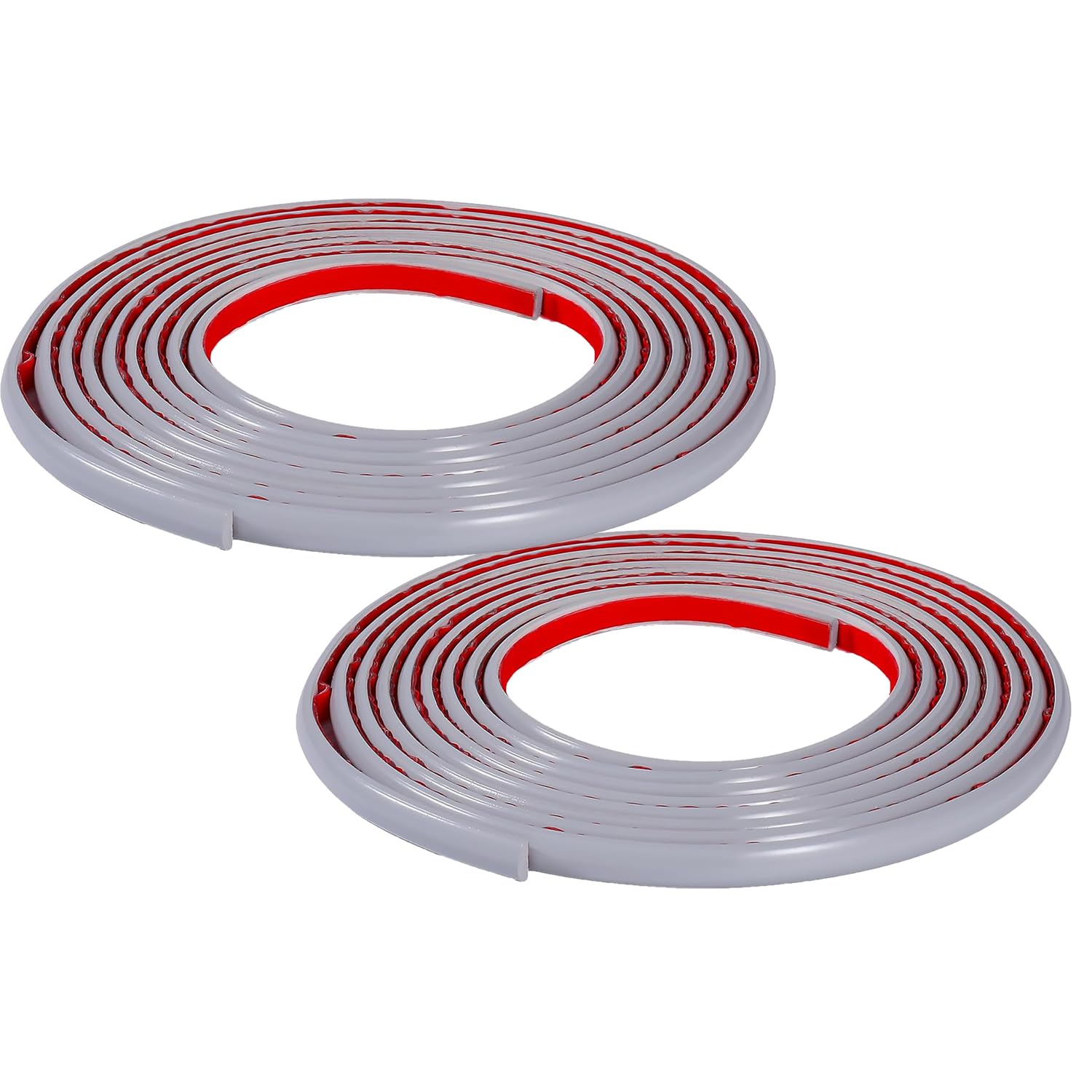 5M*2 Rolls Self-Adhesive PVC Tile Edging Strip Flexible Backsplash Floor Edge Moulding Trim,Laminate Beading,Liner for Corner,Caulk Decorative for Furniture Mirror,Panel,Wall,Grey — image 1