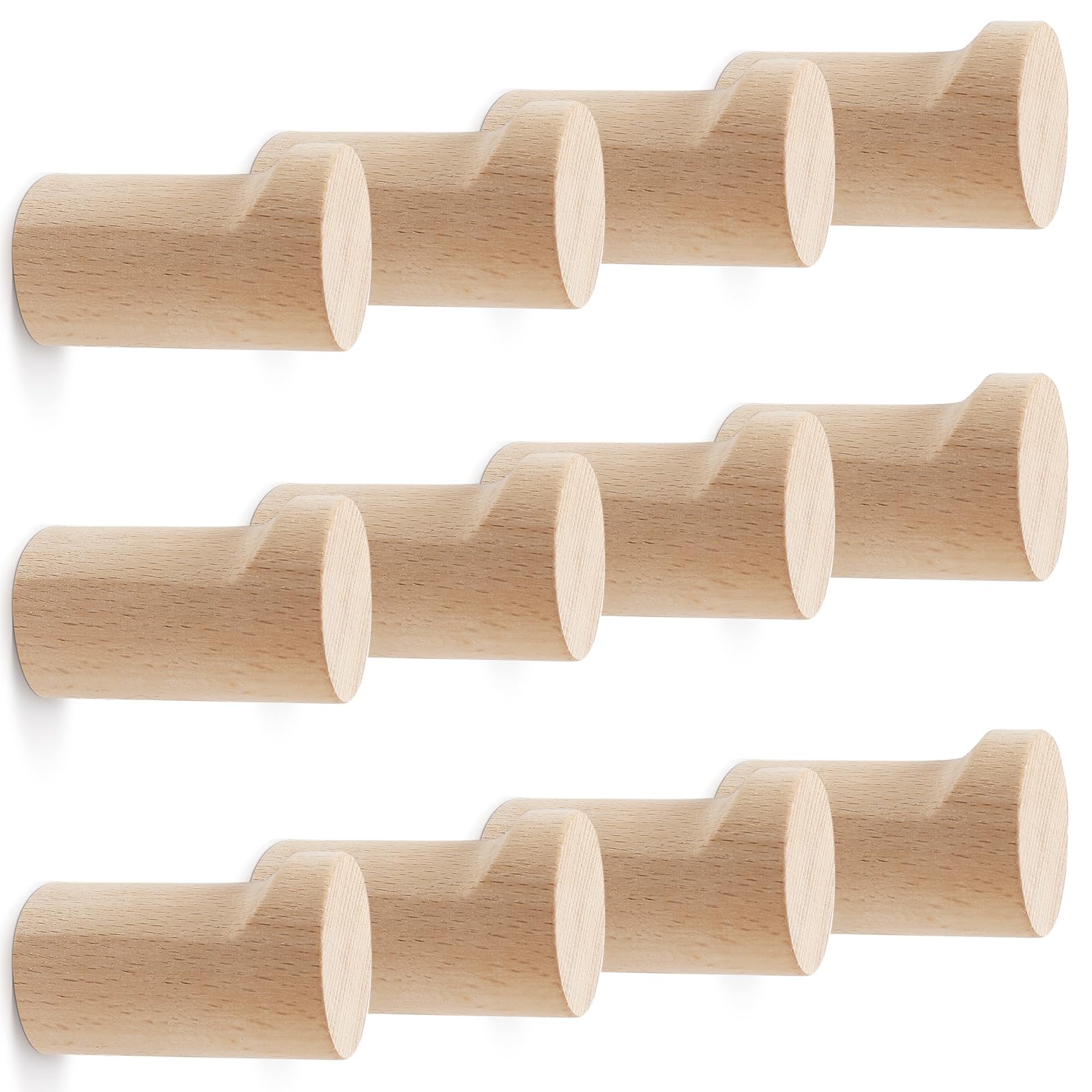 bsdonte 12 Stück Holz-Wandhaken (Buche)