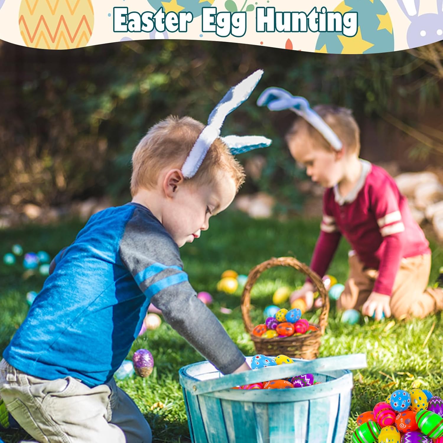 Plastic Easter Eggs Empty, 36 PCS Plastic Easter Eggs Fillable Bulk, Printed Bright Colorful Easter Eggs Decorations for Easter Eggs Hunt Party Favors Easter Basket Stuffers