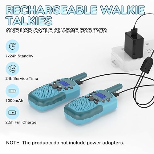 Miniatura 3 de Selieve Walkie Talkies para niños, juguete recargable para niños de 3, 4, 5, 6, 7, 8 años, Walkie Talkies de largo alcance con 22 canales para
