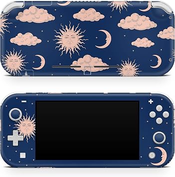 Tacky Design Moon and Sun Decal Skin Compatible with Nintendo Switch Lite Skin Wrap, Zodiac Purple Skin for Nintendo Switch Lite Stickers, Premium Vinyl 3M Full Wrap Cover Decal.