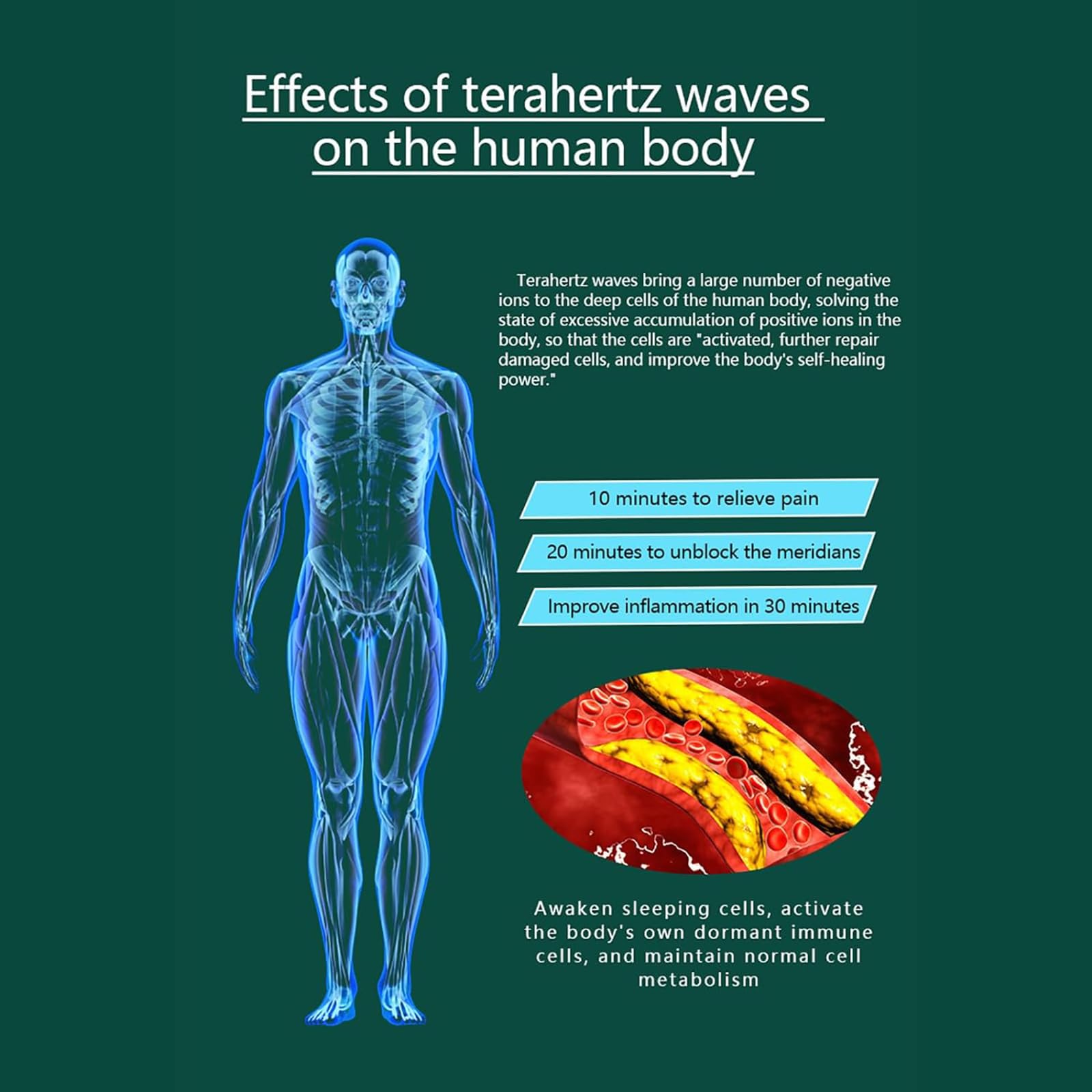 Terahertz Appareil de physiothérapie pour salon à domicile, spa, club – Dispositif de thérapie thermique à ondes lumineuses, soulage les douleurs corporelles, drague méridiens, réparation du corps