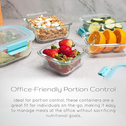 Miniatura 5 de Ceybo Juego de 12 recipientes de vidrio herméticos para almacenamiento de alimentos con tapas a presión, aptos para microondas, para almuerzo,