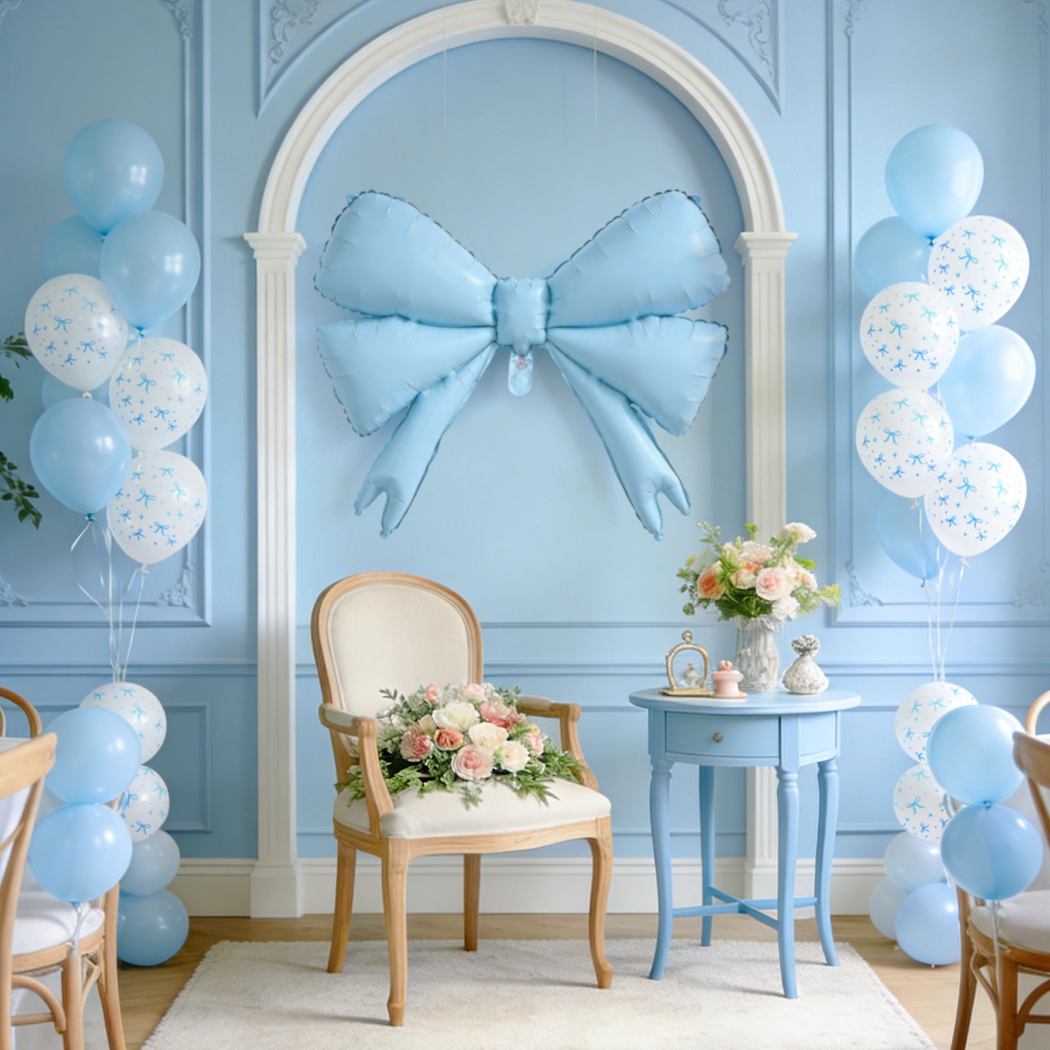 Dusty Blue Bow Balloons Baby Blue Latex Party Balloons for Birthday Bachelorette Decorations Bridal Engagement Decor Coquette Supplies — image 1
