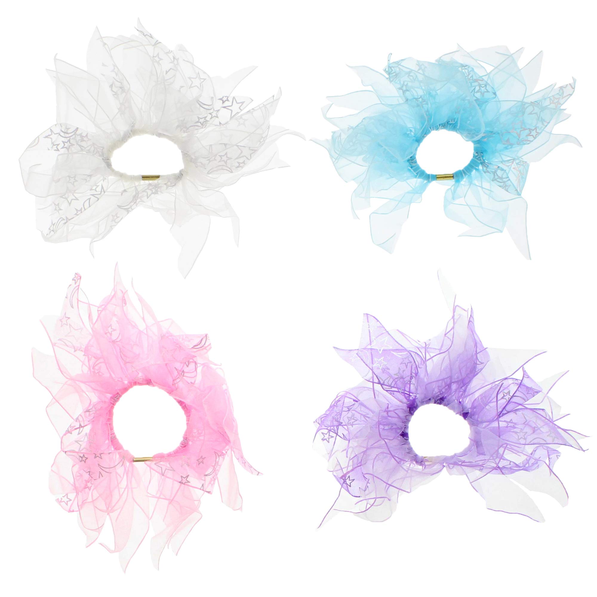 Zac's Alter Ego Set of 4 Double Layer Windmill Scrunchies With Stars
