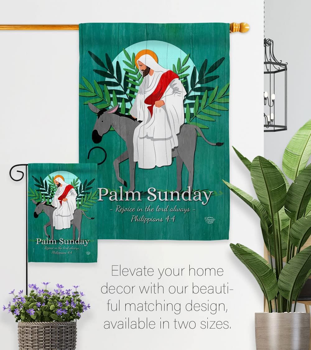Rejoice Palm Sunday House Flag Religious Faith Hope Grace Peace Dove Christian Religion Easter Decoration Banner Small Garden Yard Gift Double-Sided, Made in USA