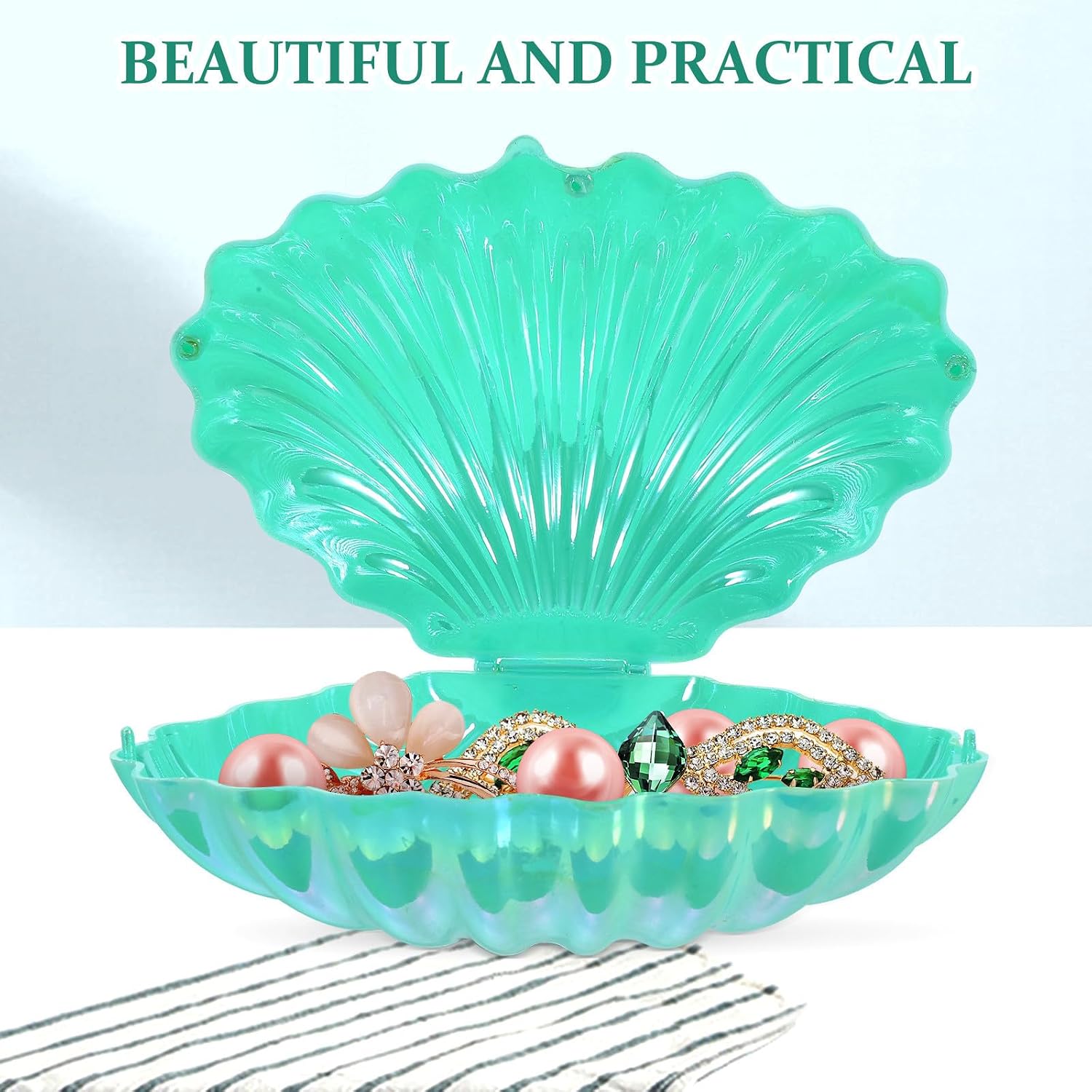 Shell Jewelry Box Green PP Candy Container Xmas Party Favor image 2