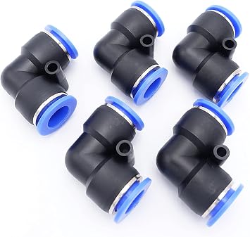 Push to Connect Fitting 12mm Tube OD, Pneumatic Air Water Elbow Union 90 Deg Swivel Two Way Connector/Coupler Pack of 5