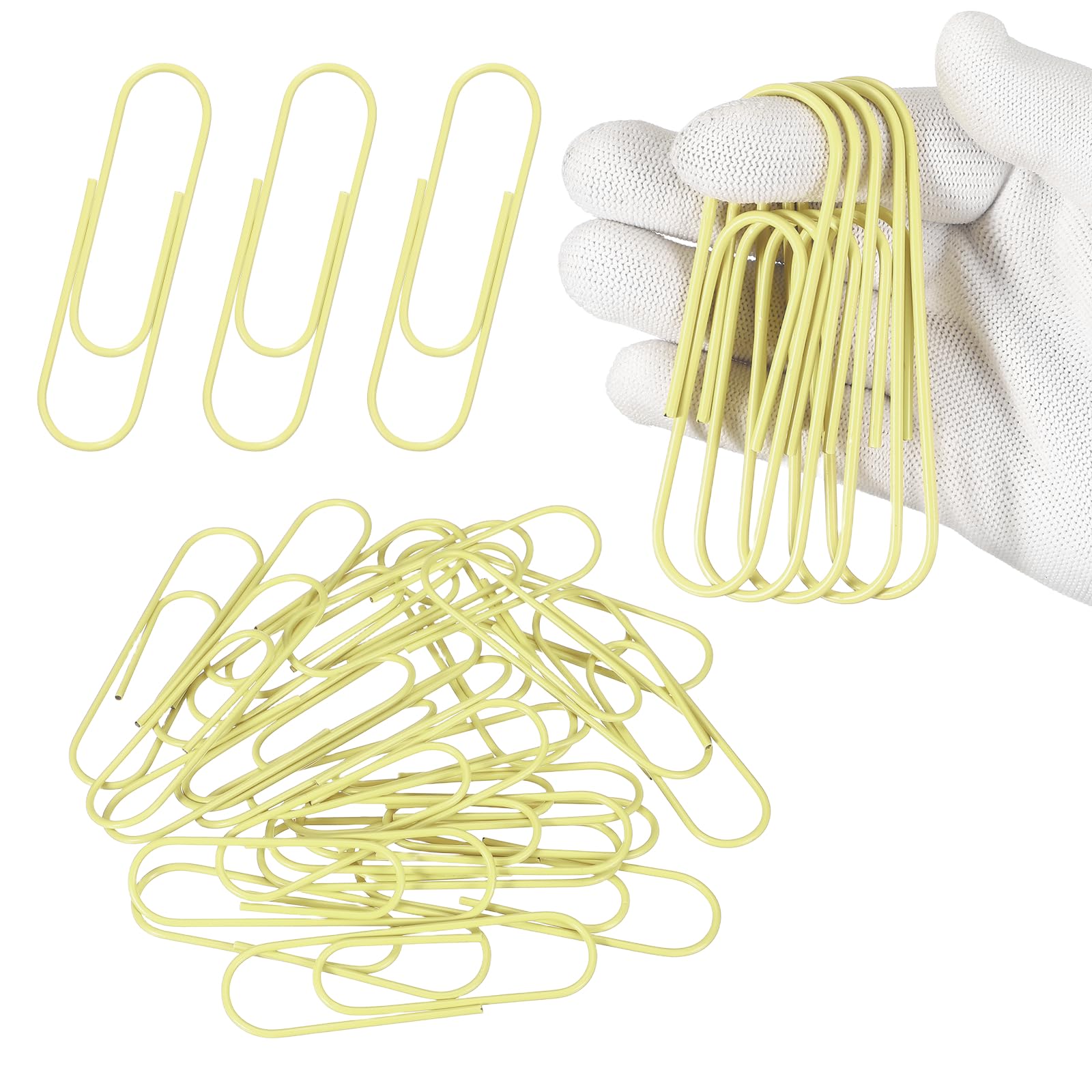 PATIKIL 10cm / 4 Inch Extra Large Paper Clip, 24 Pack Coated Giant Metal Paper Clip Rustproof for Documents DIY Crafts Home Office, Pale Yellow