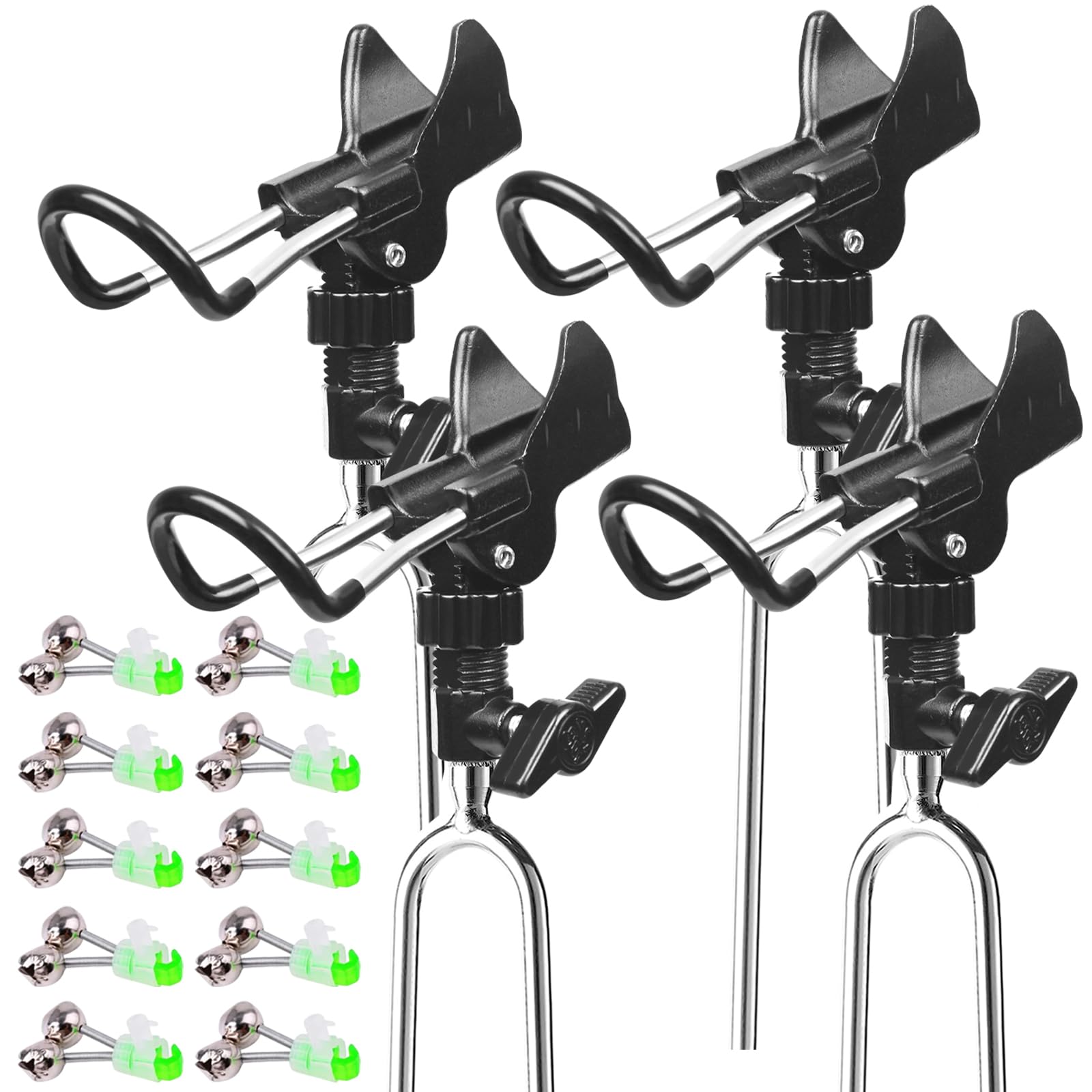 Cooltto Aluminum Bank Fishing Rod Holder with Bells