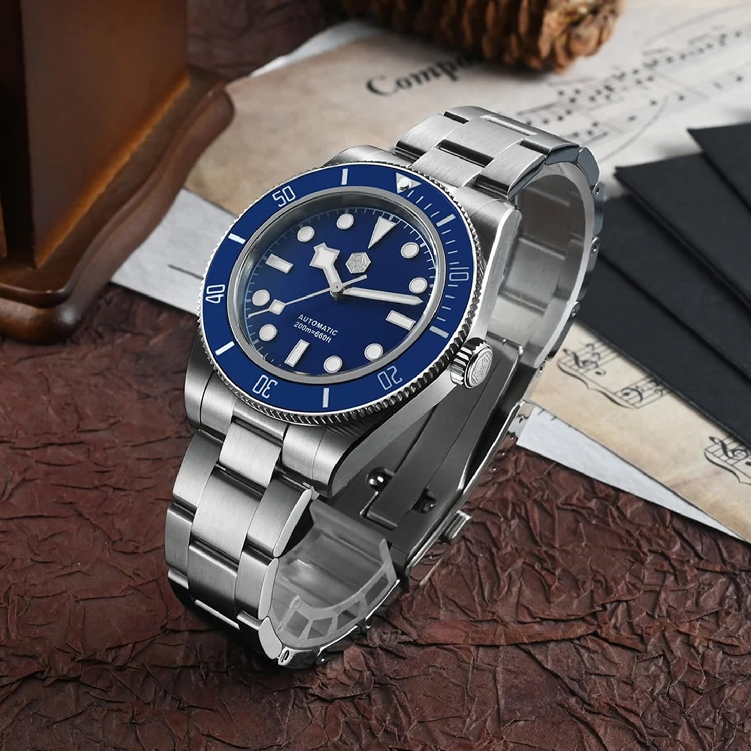 watchdives San Martin Reloj para Hombre SN008GC BB58, Reloj de Buceo de 40 mm NH35, Relojes Mecánicos Automáticos, Reloj de Pulsera de Buceo de Lujo Resistente al Agua a 20 Bares para Hombres