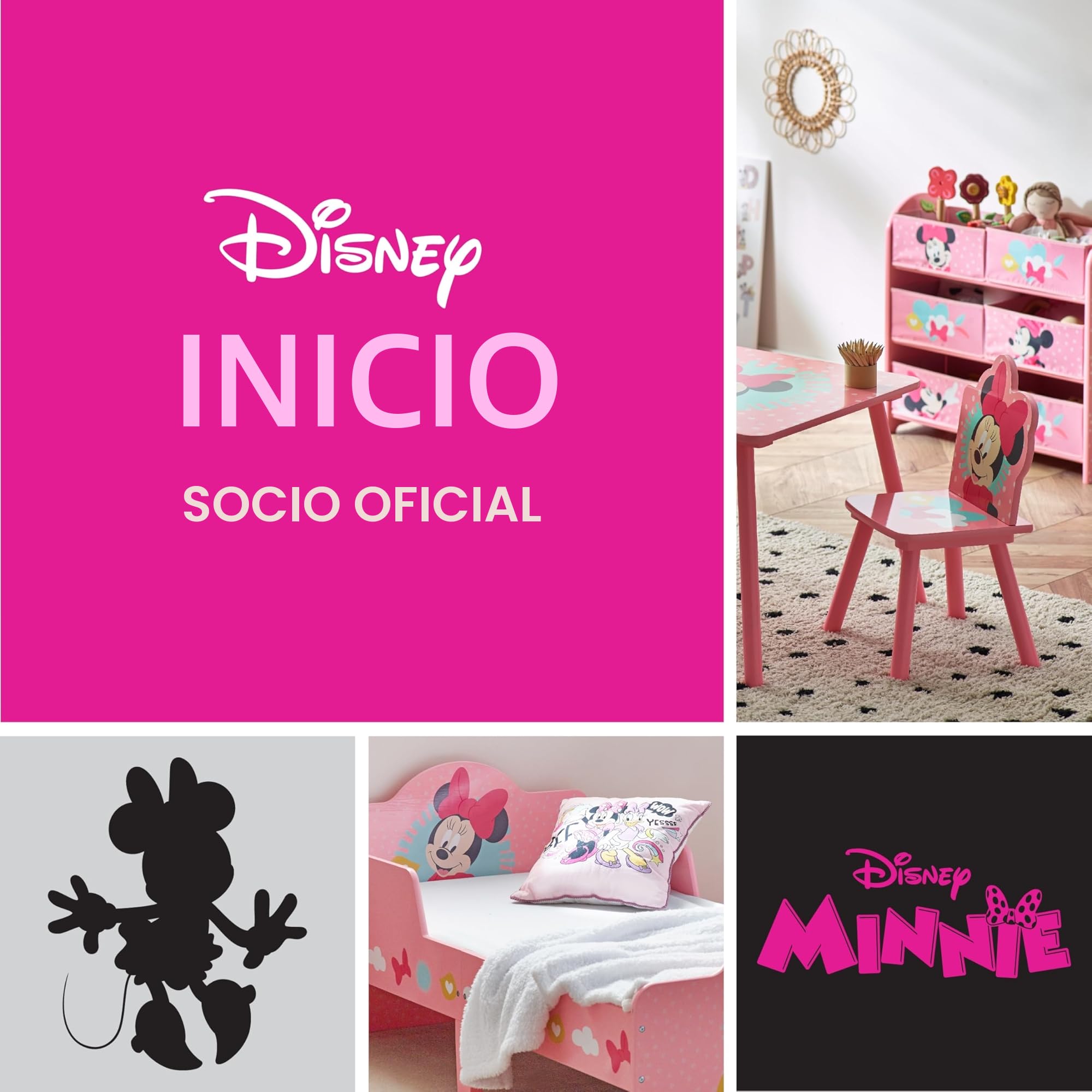 Disney Minnie Mouse Juego de mesa y sillas para 2, soporta hasta 30 kg por silla, óptimo para jugar y realizar actividades, tamaño pequeño, rosa