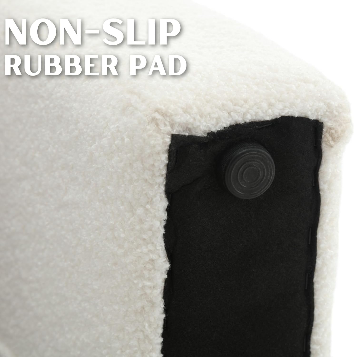 49.5" Teddy Bed Bench - Modern Fuzzy Sherpa Upholstered Fabric End of Bed Stool for Bedroom, Living Room, Entryway, White