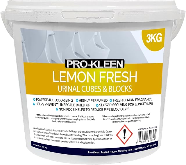 Pro-Kleen Urinal Channel Blocks 3KG - Lemon Fragrance - Non PDCB - Slow Dissolving - 30 Day Control