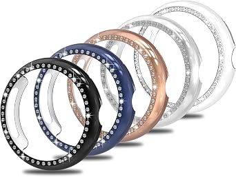 Simpeak 5-Pack Bling Case Compatible with Google Pixel Watch 5 4 41mm Smartwatch, Crystals Diamond Frame Protector Back Cover, No Screen, Remove Case Off When Charging