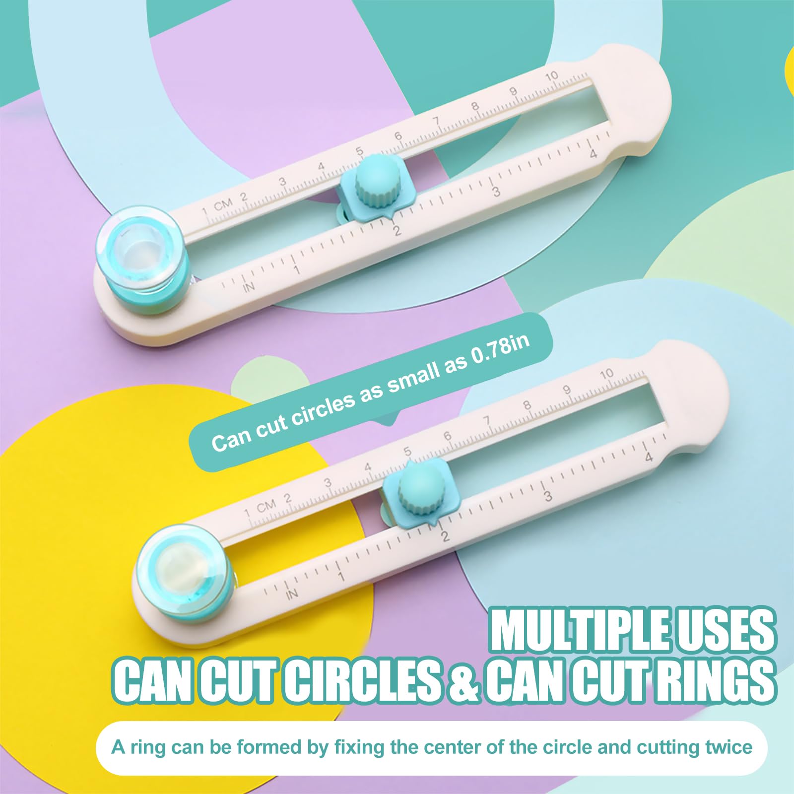 Coupeur De Papier Circulaire 2-20 cm, Cutter Circulaire Réglable pour Diamètres, Rotatif Anti-dérapant Cutter Rotatif Couture, pour Les Projets avec Papier, Scrapbooking, Creation Des Cartes