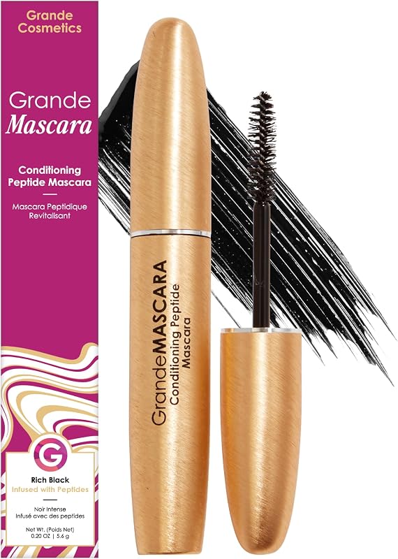 GrandeMASCARA Conditioning Peptide Mascara – Buildable Extreme Volume & Length – Long-Lasting & Clump-Free Black – Lash & Extension Friendly