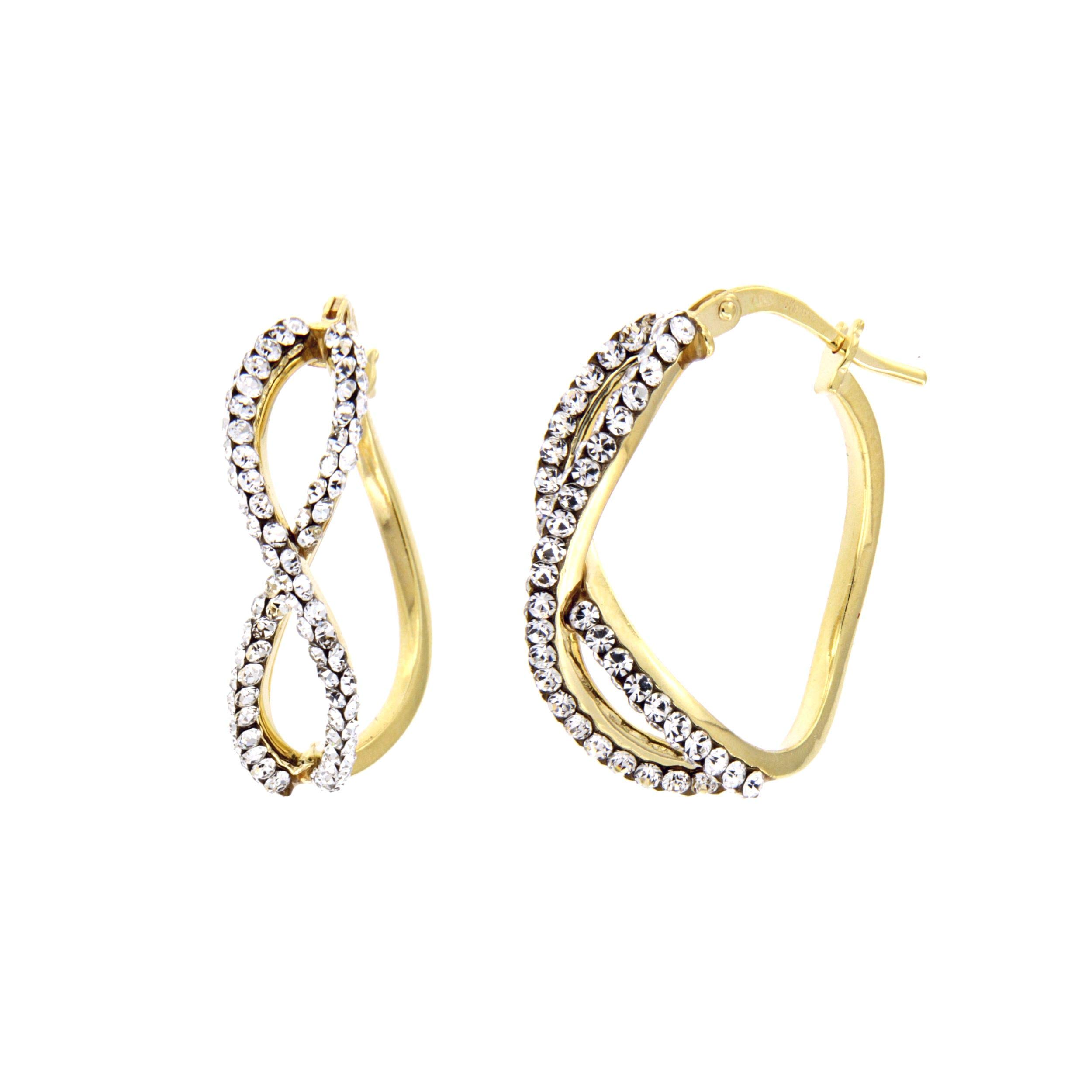 DelPiaPendientes en forma de infinito de oro de 18 quilates con Swarovski, Dea Ferronia