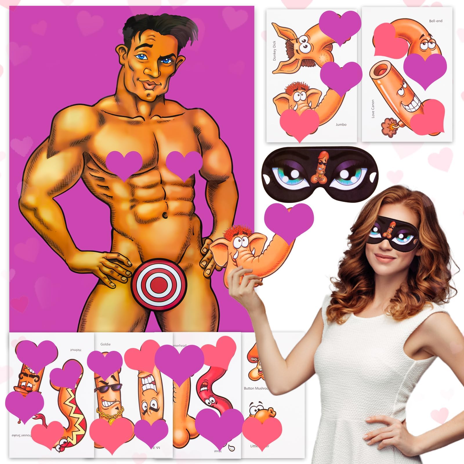 Okdance 14Pcs Hen Party Games for Adults, Bachelorette Party Favor Decorations Girls Night Hunk Poster for Beach Swimming Pool, 12 Players Hen do Games for Bridal Shower Decoration