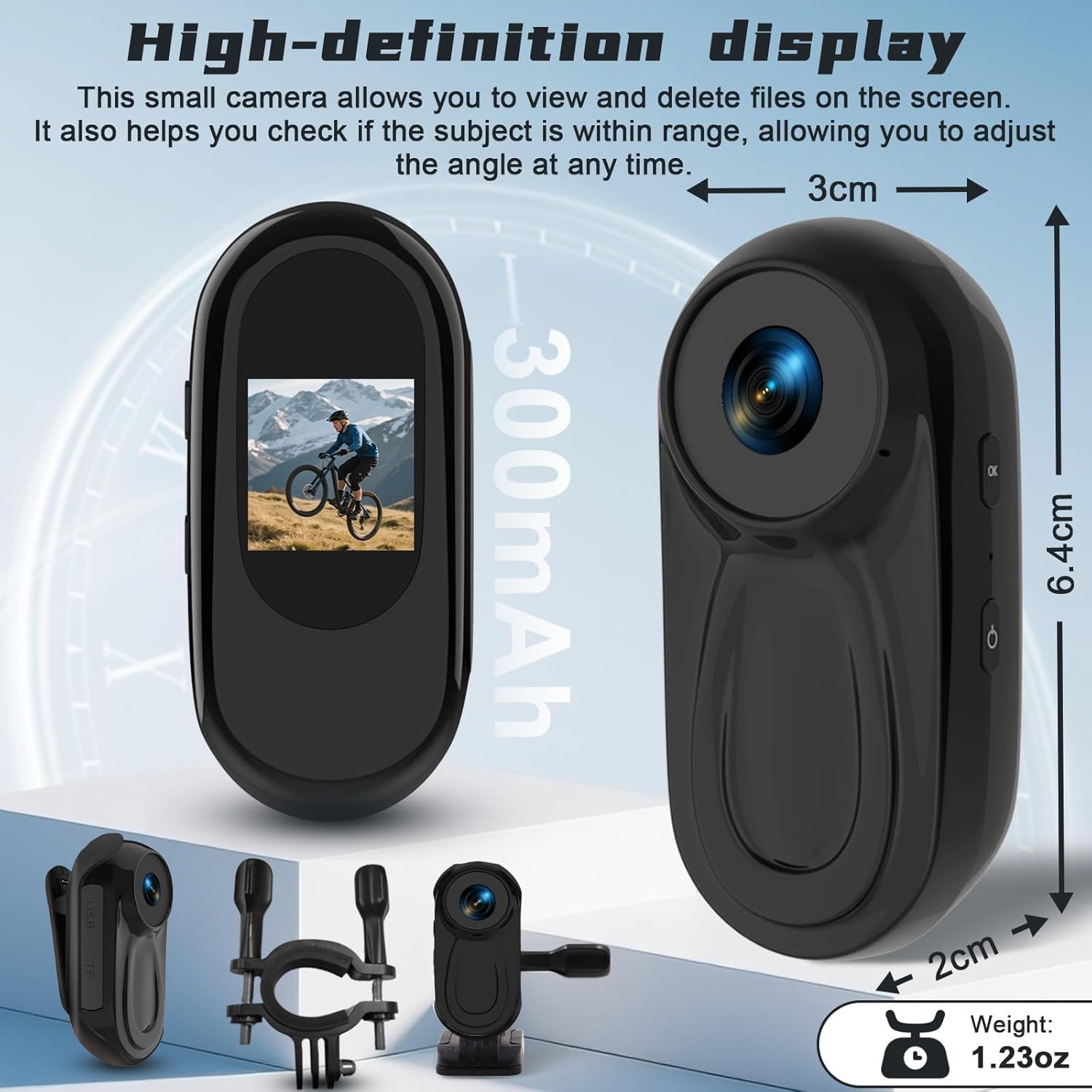 Mini Body Camera HD 1080P Thumb Action Cam, Wearable Body Cam with 64GB Card Night Vision 0.9‘ Display Magnetic Pendant, POV Cam Small Pocket Camera Portable Sports Cam for Pet Cycling Vlogging
