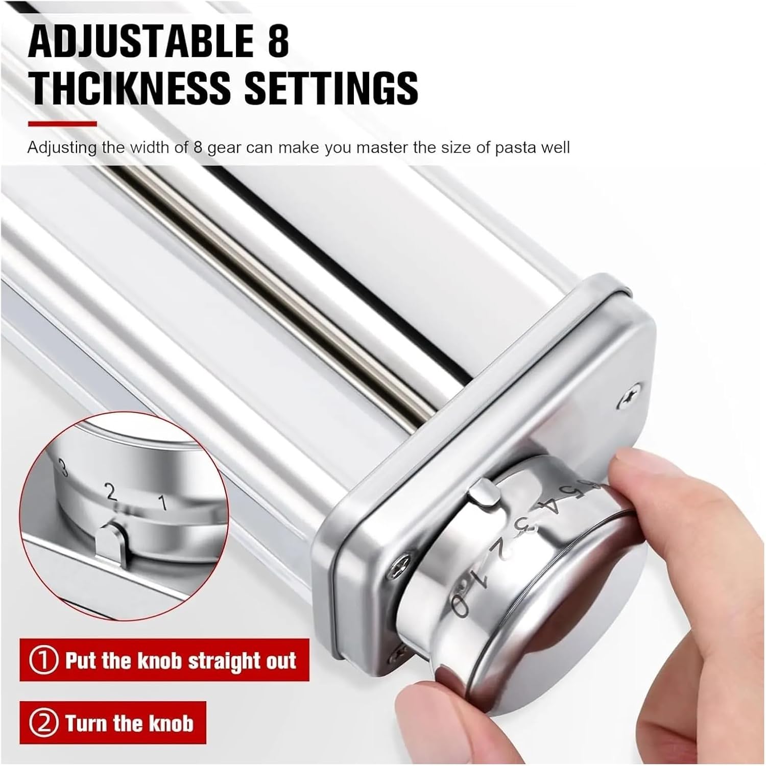 Compatible For KitchenAid，Stand Mixer Attachment Pasta Roller & Cutter, Stainless Steel(One thick noodle)
