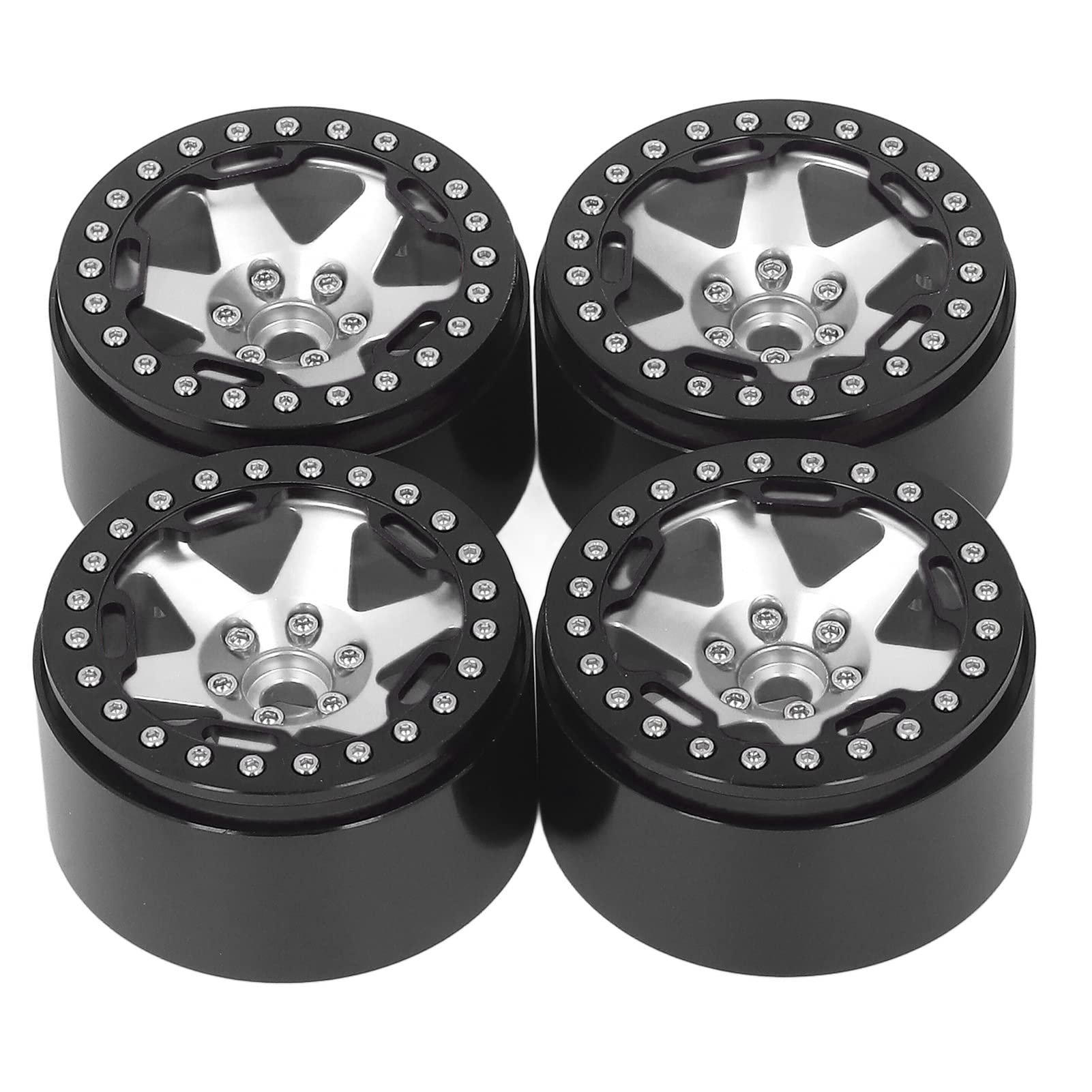 Trwałe 2,2-calowe Piasty kół RC ze Stopu Aluminium do Axial SCX10, Stabilna Jazda dla Samochodu RC w Skali 1/10 (Srebrny)