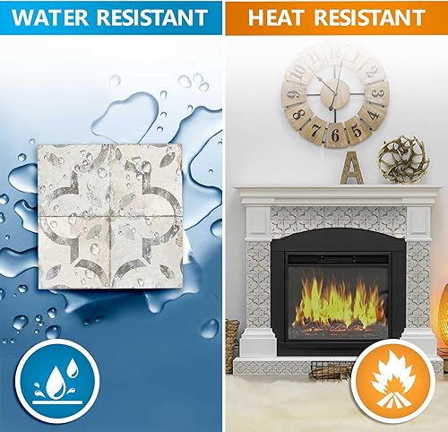 Miniatura 9 de MI ALMA Backsplash - Azulejos para decoración del hogar, azulejos fáciles de instalar para cocina y baño, color gris y marfil (6 x 6 pulgadas)