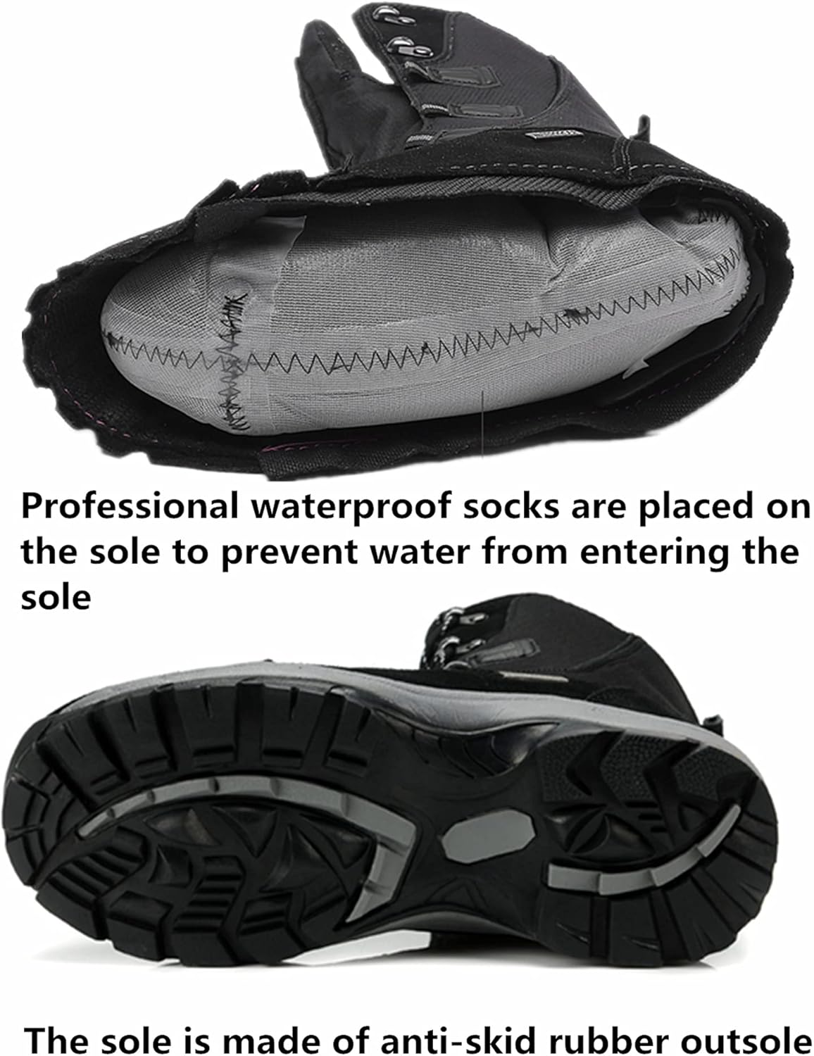 ROCKMARK Mens Winter Mid-Calf Snow Boots Fur Lined Warm Waterproof Slip On Outdoor Athletic Snow Boots - Image 3