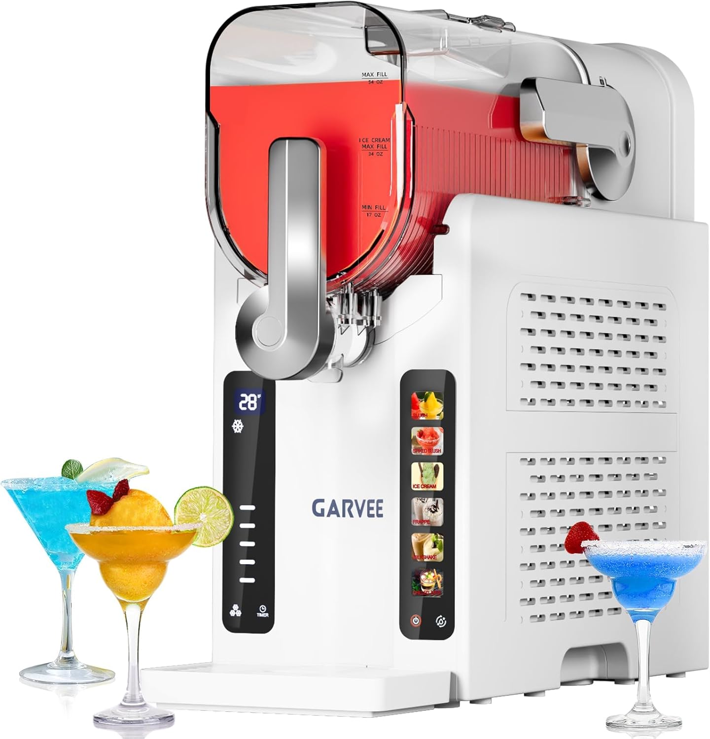 Slushie Machine for Home, No Ice Needed Frozen Drink Maker, 70 oz with 6 Programs & LED Display, for Margaritas, Smoothies, Milkshakes, Ice Cream-White
