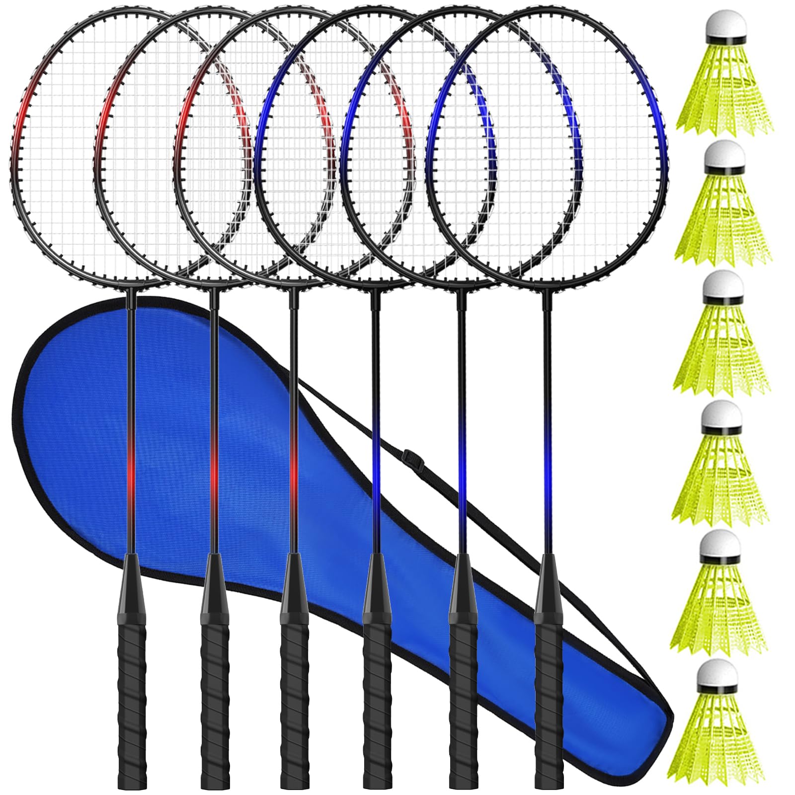 KH Badminton Rackets Set of 2 4 6 for Adults Kids,Beach Lawn Backyard Game Outdoor Sports,Racquets,Shuttlecocks & Carry Bag Included