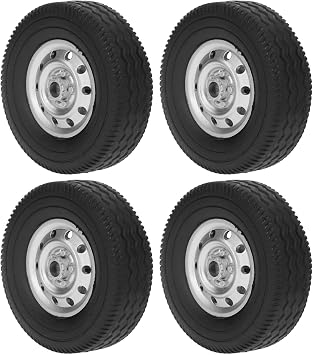 RC Rubber Tires Durable Upgrade Parts for WPL1 10 Drift Truck D12 4pcs Black Silver Plastic Rubber Tires 5.5cm Diameter