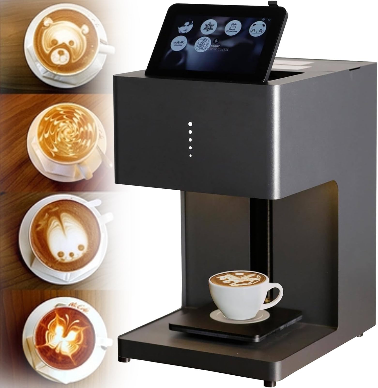 3D Latte Art Coffee Printer Machine Automatic Beverages Food Selfie with WiFi Connection Printing Food safty Grade Ink Cartridges,Black-EB-PRO
