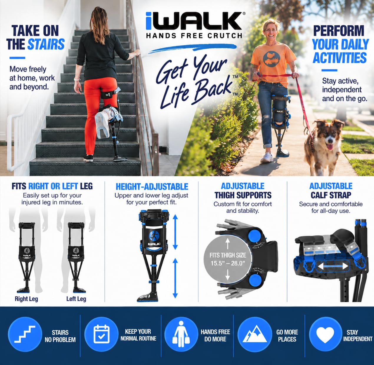 Amazon.com: iWALK3.0 Original Hands Free Knee Crutch-Replaces Knee