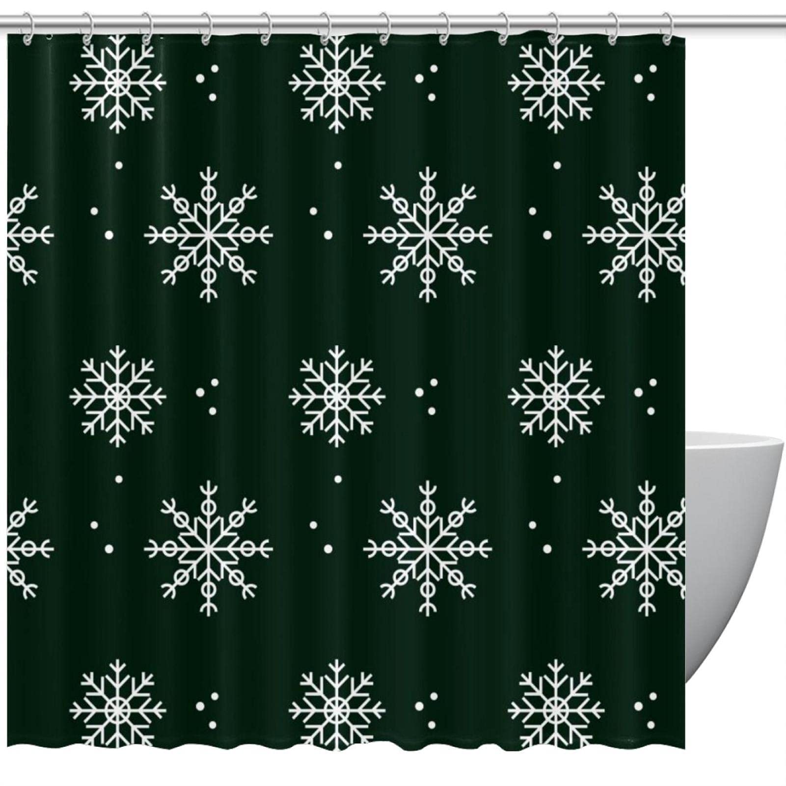 Rideau de douche motif flocon de neige vert imperméable 183x183 cm