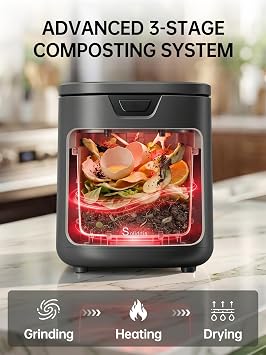 Electric Kitchen Composter 4.2L, Odourless Smart Food Compost Bin