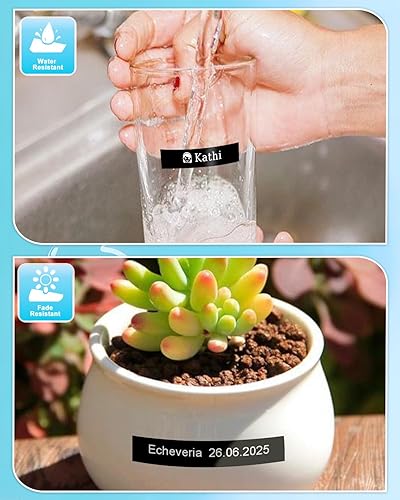 Miniatura 4 de Cinta de etiquetas de repuesto compatible para Brother TZe-325 TZe TZ, cinta blanca sobre negra, 0.354 in, 0.35 pulgadas, cinta de etiquetas