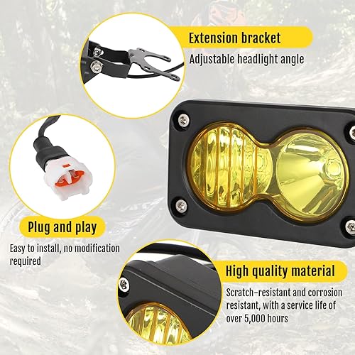 Miniatura 5 de Motoparty Kit de faros delanteros para Sur-Ron Segway X260 Talaria, amarillo 6000-6500K kit combinado de módulos de luz de inundaciónfoco,