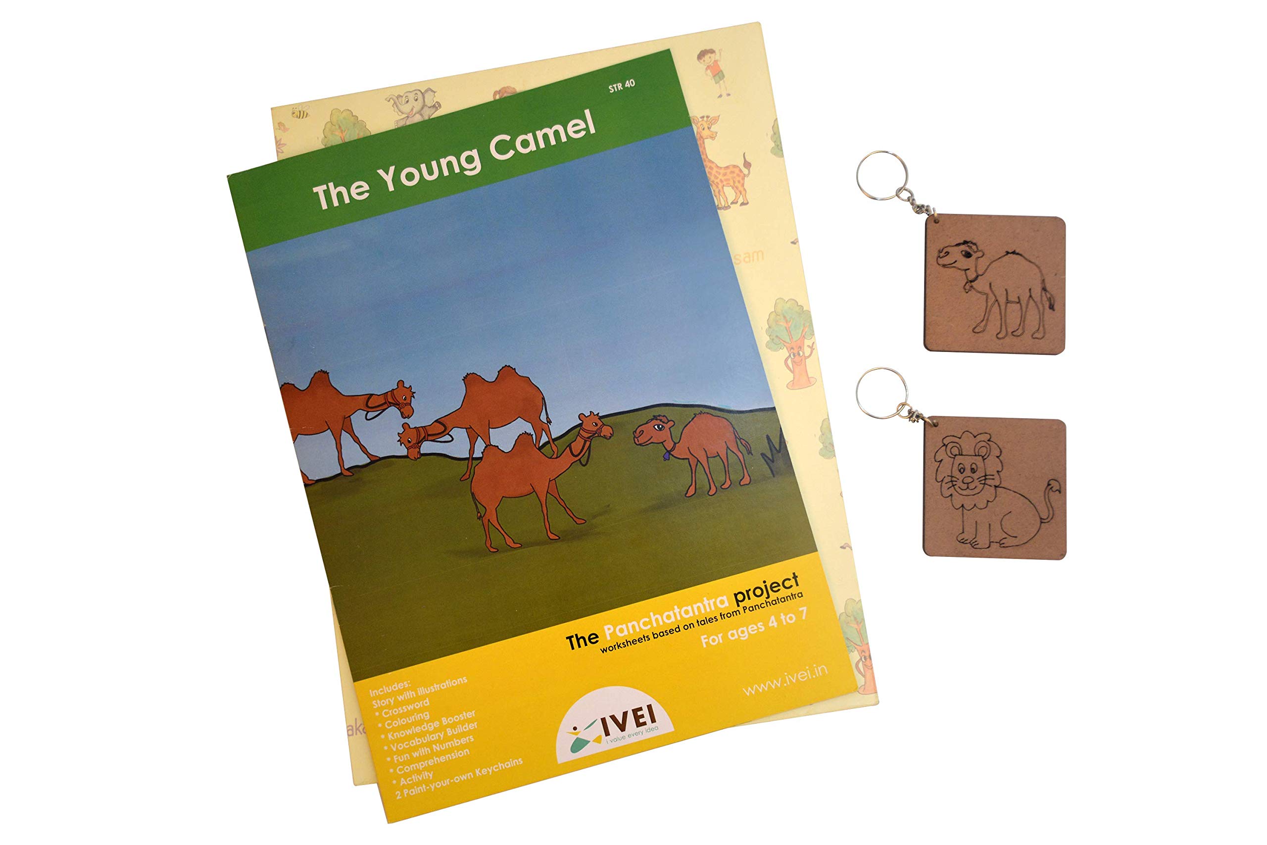 IVEI Panchatantra Story Kids Learning Book - Workbook and 2 DIY Keychains - Colouring Activity Worksheets - Creative Fun Activity and Education for Kids - The Young Camel (Age 4 to 7 Years) - Image 3 thumbnail