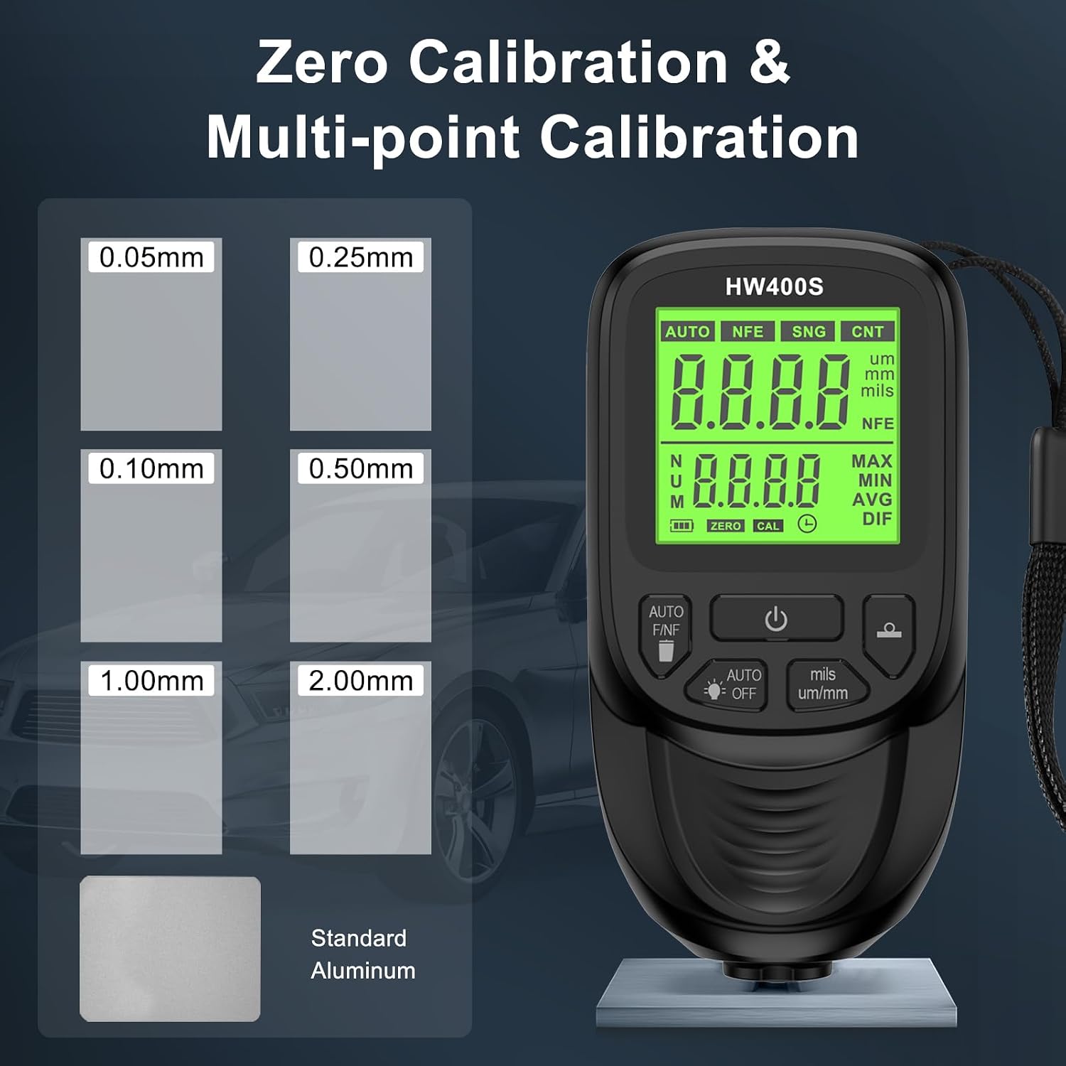 Shkalacar Paint Thickness Gauge | Digital Meter Coating Thickness Gauge Tester, High Definition LED Display High Precision Probe for Measuring Thickness of Metal Coatings Paint and Anodized Coating