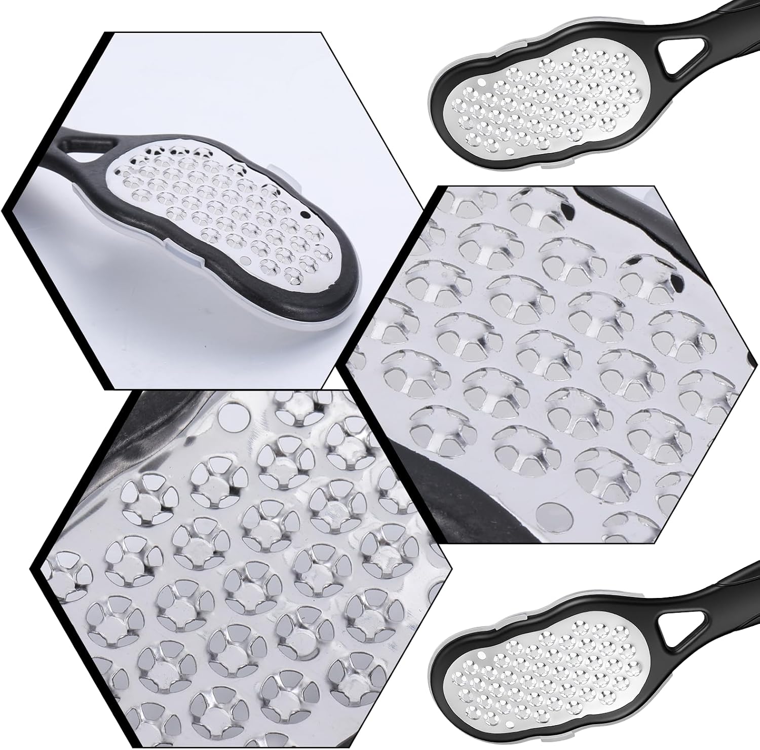 2 Pcs Foot Files with Skin Catcher, Professional Stainless Steel Pedicure Callus Remover Foot Scraper Pedicure Feet Grater Feet Scrubber Dead Skin Remover Ergonomic Handle for Hard Skin, Dryness