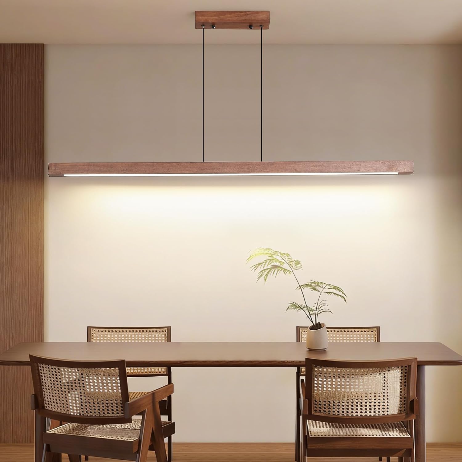 Linear Pendant Light, Modern Chandeliers for Dining Room, Dimmable Pool Table Island Lights for Kitchen, LED Ceiling Pendant Lamp for Dining Room Billiard Room, Adjustable Height,57in