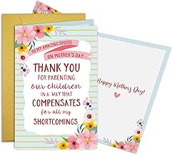 Funny Mother’s Day Card for Wife, Spouse Mothers Day Card from Husband, Thank You for Parenting Our Kids