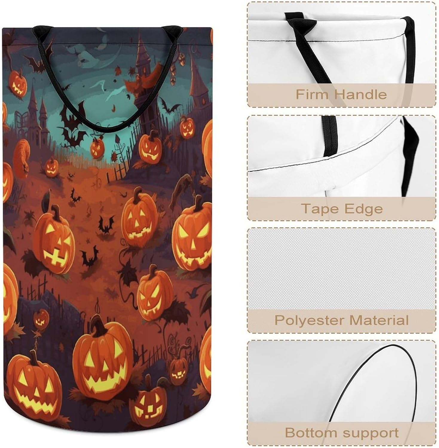 Halloween Laundry Basket Dirty Clothes Bin, Waterproof Laundry Hamper, Laundry Bag, Clothes Hamper Stands for Bedroom, Towels,Clothings image 4