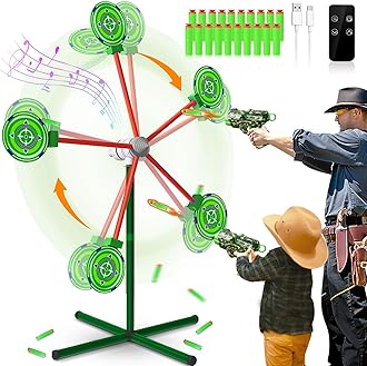 Rocket Shooting Games Toys with Rotating Target 2 Toy Guns 20 Foam Darts Kids Outdoor Toys for Boys Age 5 6 7 8 9 10+ Year Old Carnival Games Compatible with Nerf Guns (Green)