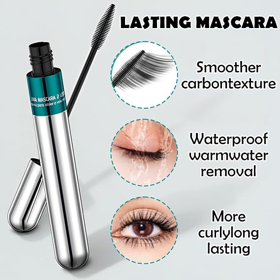 Bettinay 2PCS 4D Waterproof Silk Fiber Lash Mascara, 2 in 1 Lengthening Mascara