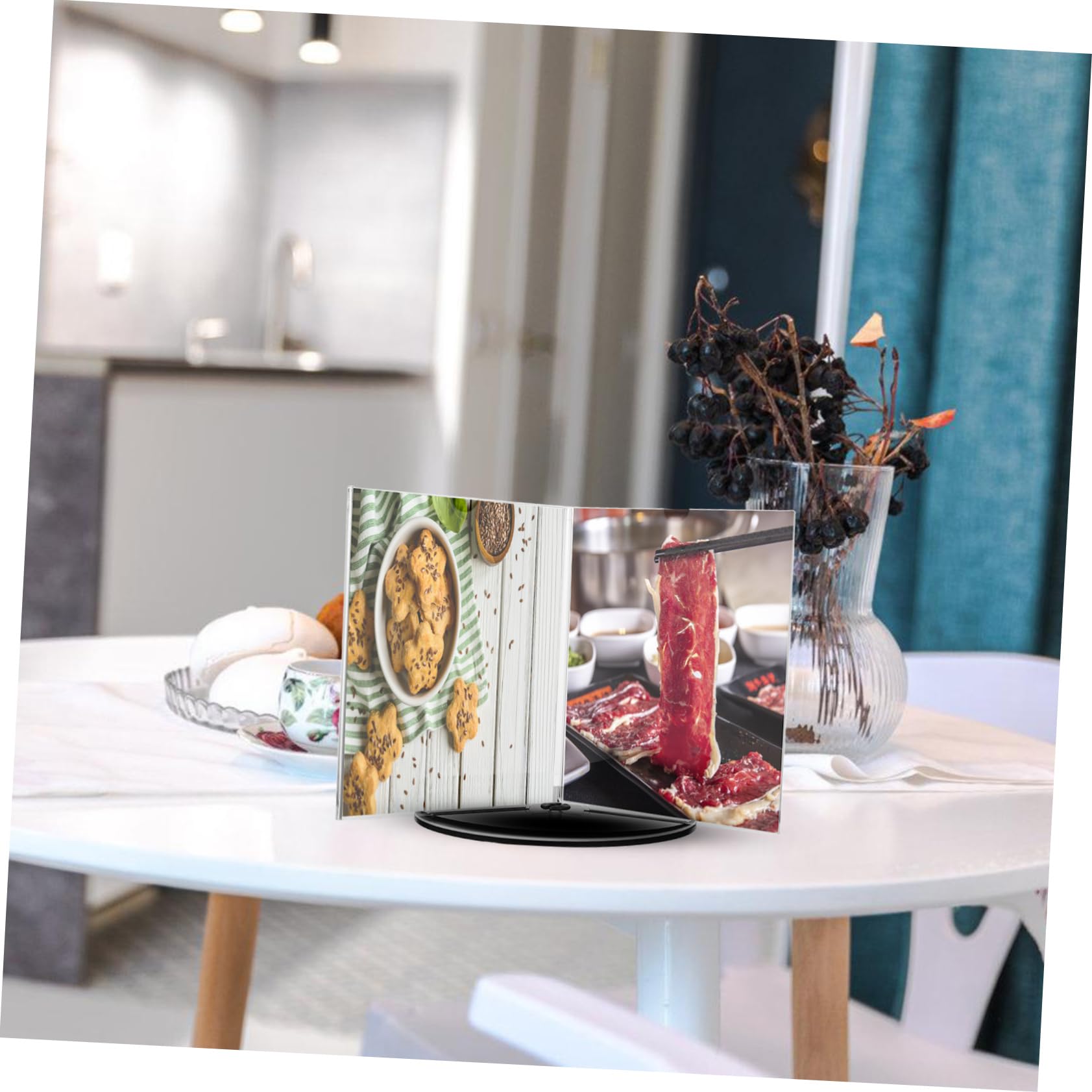 Portamenús de Acrílico A5 Giratorio de Seis Caras, 1 | Soporte de Escritorio para Precios y Letreros, Diseño Elegante para Buffets y Celebraciones